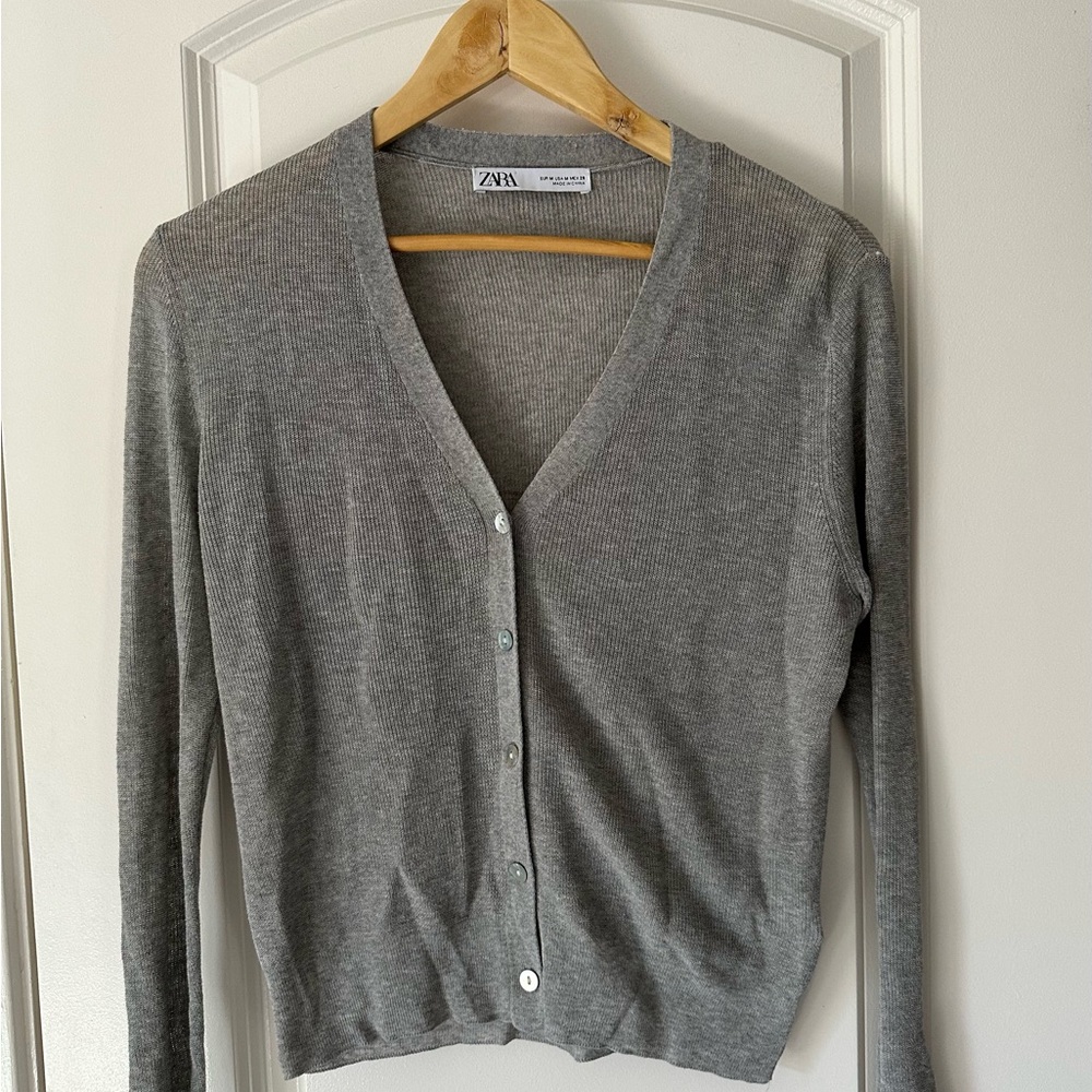 Zara Women's Gray Cardigan Sweater